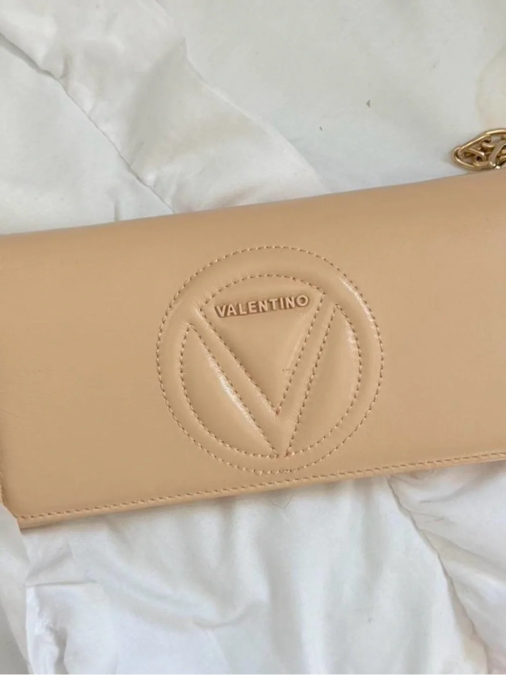 Valentino by Mario Valentino Beige Leather Shoulder Bag